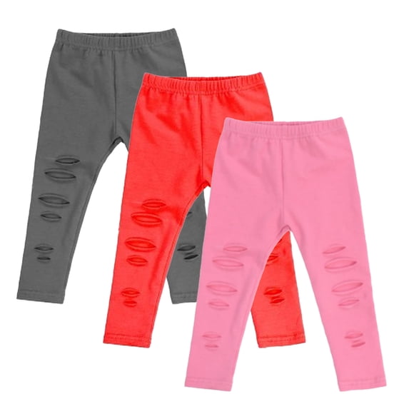 Esaierr Baby Girls Broken Hole Leggings Pants for Kids 6 Months - 6 Years Summer Tie Dye Printed Soft Trousers Little Girls Summer Bottoms for Girls