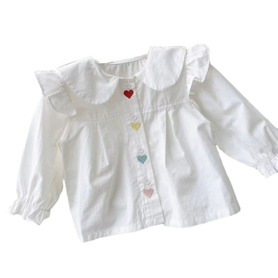 Esaierr Baby Girls Embroidery Shirts for Toddler Newborn T-Shirts Cute Love Long-Sleeved Cotton Tops, Children's Autumn Must-Have Tee 9M-4T