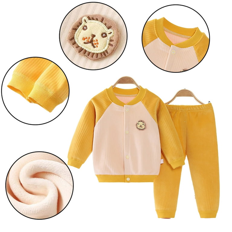 Esaierr Baby Girls Thermal Underwear Set Warm Long Pants Top Set Winter  Comfort Soft Fleece Clothes for 3M-24Y