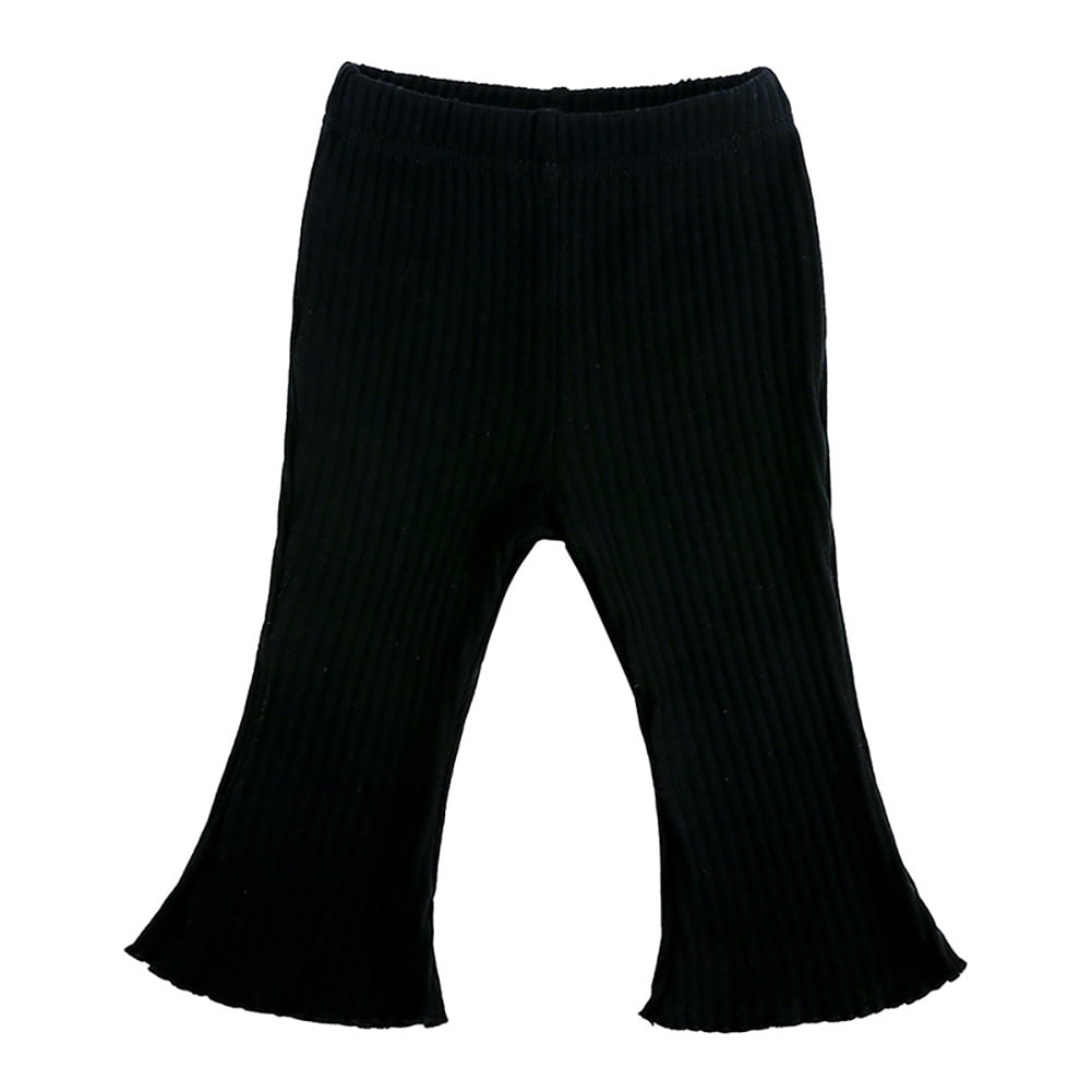 Esaierr Baby Infant Flare Pants for Girls Ribbed Wood Ear Trim Bell Bottoms Trousers Toddler Stretch Flare Leggings Newborn Girls Flare Pants Size 3M-3Y