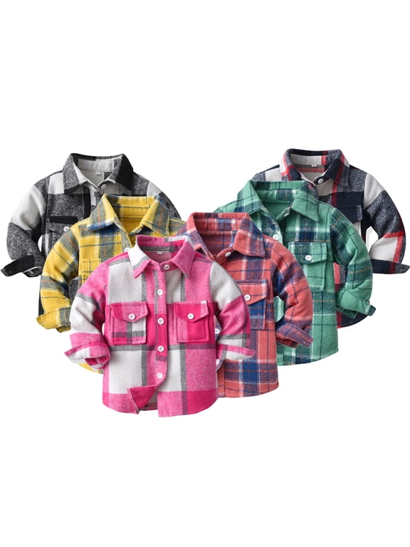 Baby Kids Boys Button down Shirt Long Sleeve 6M-9Y Toddler Boys Buffalo Plaid Shirt Kids Newborn Boys Flannel Shirts