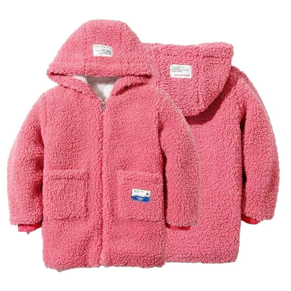 Esaierr Baby Kids Boys Girls Autumn Winter Hooded Jacket Coat Warm Outwear Mid Length Casual Toddler Thick Hooded Jacket Outerwear Clothes for 3-12Y