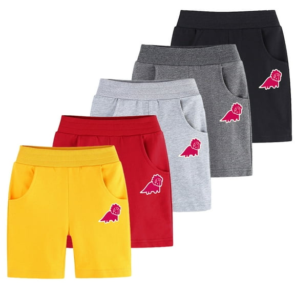 Esaierr Baby Kids Boys Girls Elastic Waist Shorts Solid Colour Cartoon Print Five Pants with Pockets Casual Summer Sweatpants for 1-9 Years