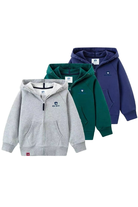 Baby Kids Boys Hoodies Sweatshirt Jacket for Toddler Cotton Sweatsuit Fall Winter Warm Tops Solid Color Sweater Zippers Coats 3-12Y