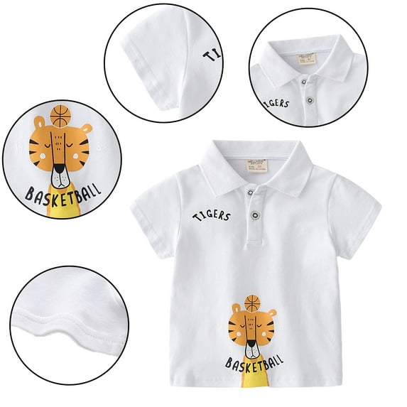 Esaierr Baby Kids Boys Short Sleeve T Shirts Tee Tops 1-6T Toddler Summer Cartoon Cartoon Short Sleeve Lapel Tops Shirts Undershirt