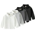 thumbnail image 1 of Esaierr Baby Kids Boys Stripe T Shirt 1-6Y Undershirt Long Sleeve Lapel Tee Shirts Toddler Boys Fashion Warm Pullover T Shirt, 1 of 6