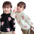 thumbnail image 1 of Esaierr Baby Kids Fall Winter Sweater Jacket 1-8 Years Old Girls Handmade Flower Knit Sweater Pullover Sweet Sweatshirt Tops, 1 of 8