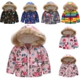 thumbnail image 1 of Esaierr Baby Kids Fall Winter Warm Cotton Coats for Boys Girls Hooded Zipper Cotton Jacket 1-7Y Toddler Printed Outerwear Snowsuit, 1 of 8