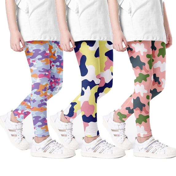 Esaierr Baby Kids Girls Stretch Leggings for 3-10Y Printing Bottoms Thin Section Tights Milk Silk Trousers