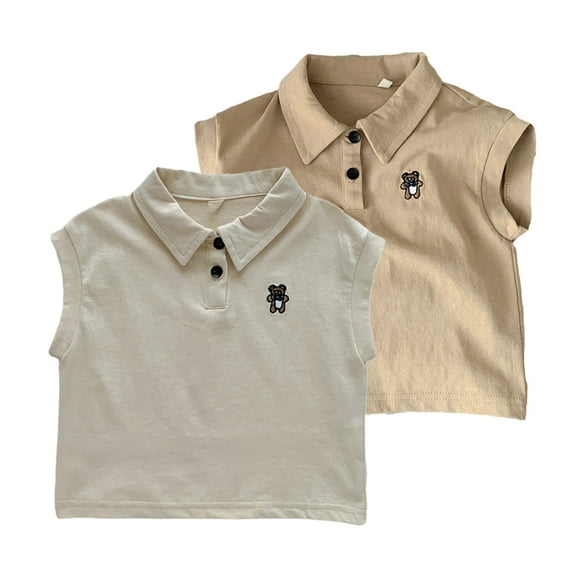 Esaierr Baby Kids Girls Summer T Shirt Short Sleeve Tees T Shirt Lapel Cotton Embroidered Shirt Casual Solid Color Short Sleeve T Tops for 1-5T