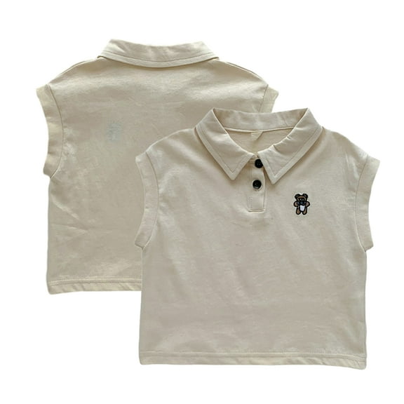 Esaierr Baby Kids Girls Summer T Shirt Short Sleeve Tees T Shirt Lapel Cotton Embroidered Shirt Casual Solid Color Short Sleeve T Tops for 1-5T