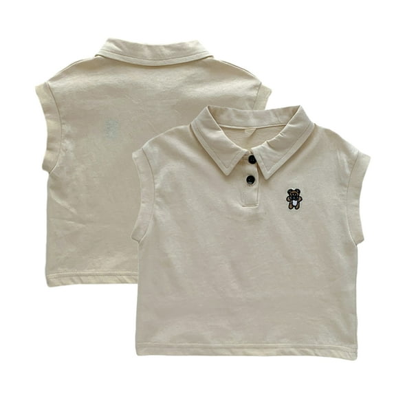Esaierr Baby Kids Girls Summer T Shirt Short Sleeve Tees T Shirt Lapel Cotton Embroidered Shirt Casual Solid Color Short Sleeve T Tops for 1-5T