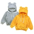 thumbnail image 1 of Esaierr Baby Newborn Boys Girls Bear Ears Hooded Fleece Sweatshirts Toddler Unisex Padded Spring Fall Sweatshirt Solid Color Warm Tops Coats for 9 Months-4 Years, 1 of 9