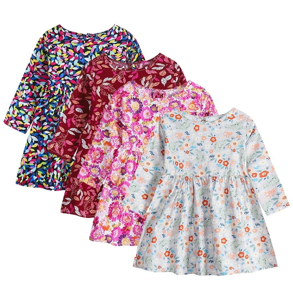 Esaierr Baby Newborn Girl Floral Dresses for Toddler Cotton Dress Long-Sleeved Casual Princess Dress for 5M-6Y