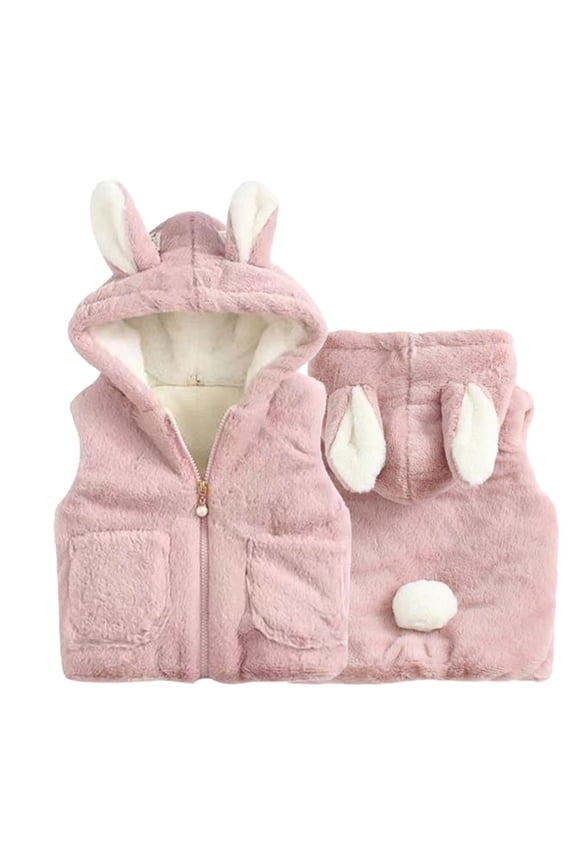 Baby Newborn Winter Fleece Vest for Girls Rabbit Ears Jacket Infant Sleeveless Coats 6M-5Y Autumn Hooded Waistcoat