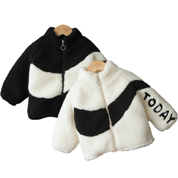 Esaierr Baby Toddler Autumn Winter Fleece Jackets for Boys Girls,9M-4Y Newborn High Zip Neck Fuzzy Warm Overcoat Kids Warm Winter Coats Outwear