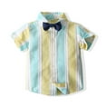thumbnail image 1 of Esaierr Baby Toddler Boys Gentleman Suit Clothes,1-6T Kids Summer Dress Shirt with Bowtie + Suspender Shorts, 1 of 8