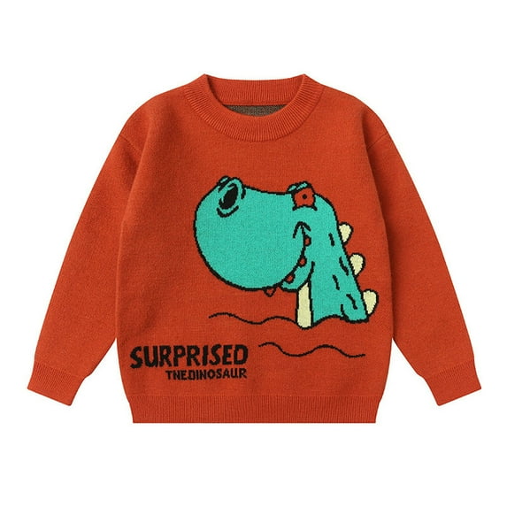 Esaierr Baby Toddler Boys Knit Sweater for Kids Boys Sweater Pullover Long Sleeve Cotton Autumn Winter Warm Cartoon Dinosaur Sweater for 3-6Y