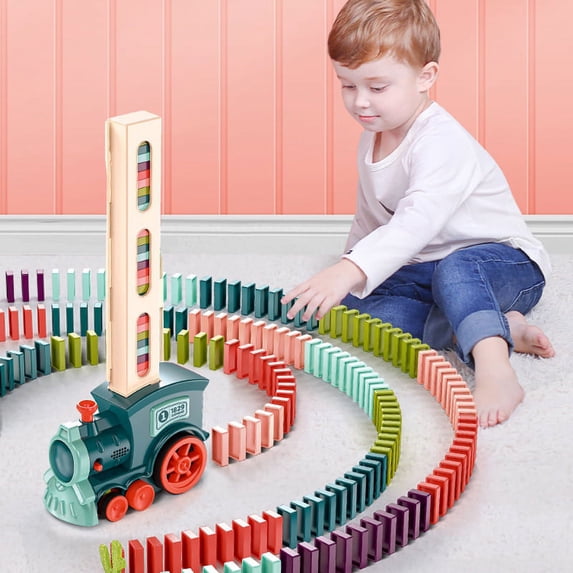Esaierr Baby Toddler Domino Train Creative Game Toy Set for Age 3+(Accessories)