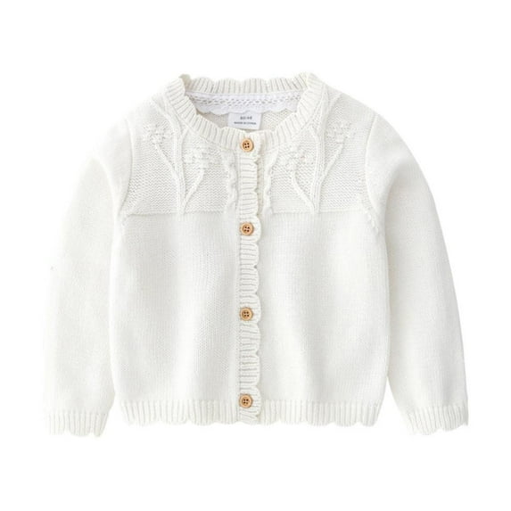 Esaierr Baby Toddler Girls Cardigan Sweaters Knitted Long Sleeved, Buttons, Solid Color Kids Closure Cardigan Tops Coat Autumn Winter Outwear for 6M-4Y
