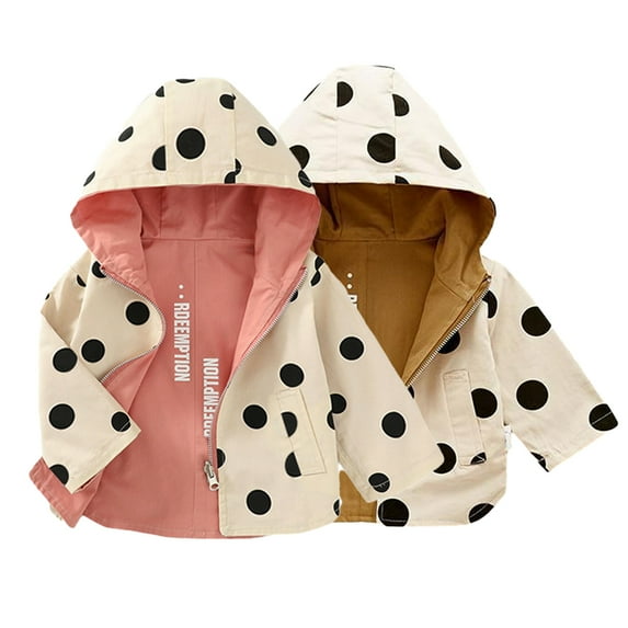 Esaierr Baby Toddler Lightweight Jacket with Hooded for Newborn Girls Water-Resistant Jacket Spring Autumn Coat Outdoor Reversible Jacket for 9M-5Y