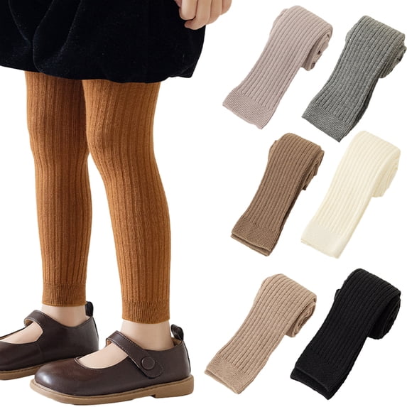 Esaierr Baby Winter Leggings Cotton Pants for Toddler Kids Length Pants Solid Colour Knitted Stretch Pants for 1-10Y