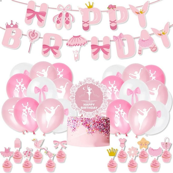 Esaierr Ballet Princess Party Decorations, Child Party Supplies Include Banners, Lovely Balloons, Paper Cake Decorations For Baby Party Suit