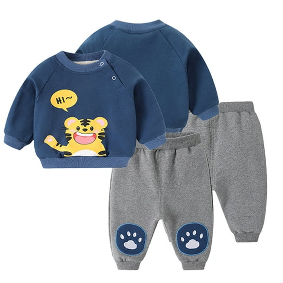 Esaierr Boys Girls 2PCS Sweatshirt Outfit for Baby Kids,Long Sleeve Pullover Sweatsuit Tops,Fall Winter Sweatpants Tracksuit Clothes Set