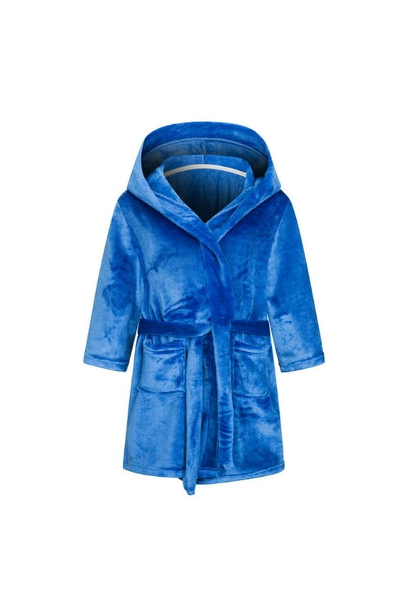 Boys Girls Bathrobes,,Toddler Boy Girl Robes,kids Long Robe Coral Fleece Hooded Mid-Length Pajamas for Kids