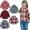 thumbnail image 1 of Esaierr Boys Girls Button Shirt Tops for 1-6 Years Toddler Kids,Long Sleeve Plaid Shirt Tops,Spring Fall Cotton Shirt Plaid Shirt, 1 of 9
