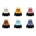 thumbnail image 1 of Esaierr Boys Girls Color Blocking Hoodie Sweatshirt Toddler Kids Plush Warm Pullover Jacket 18M-7Y Casual Hooded Sweatsuit, 1 of 7