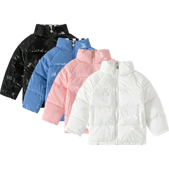 Esaierr Boys Girls Cotton Jacket Outerwear for Kids Toddle 3-12Y Winter Snow Coats Cotton Zipper Baby Padded Outerwear Jacket Tops