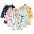 thumbnail image 1 of Esaierr Boys Girls Flannel Robe for Kids Toddler Hoodie Bathrobe Cartoon Loungewear Baby Fall Winter Soft Pajamas Sleepwear Unisex Night-Robe 1-10T, 1 of 8