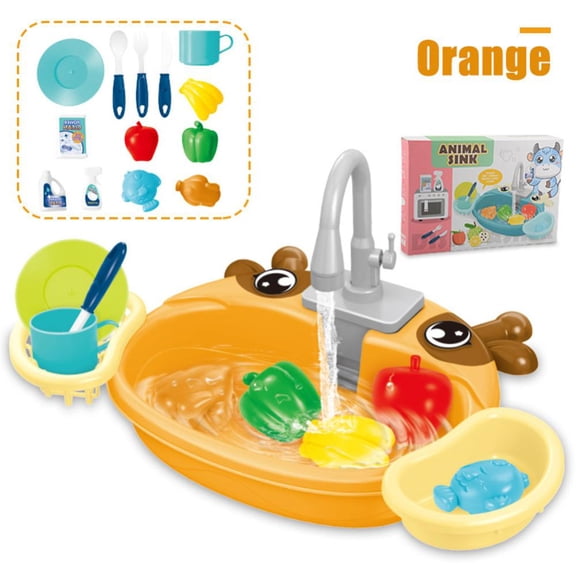 Esaierr Boys Girls Frog Toys Styling Electric Dishwasher with Automatic Water Cycle System