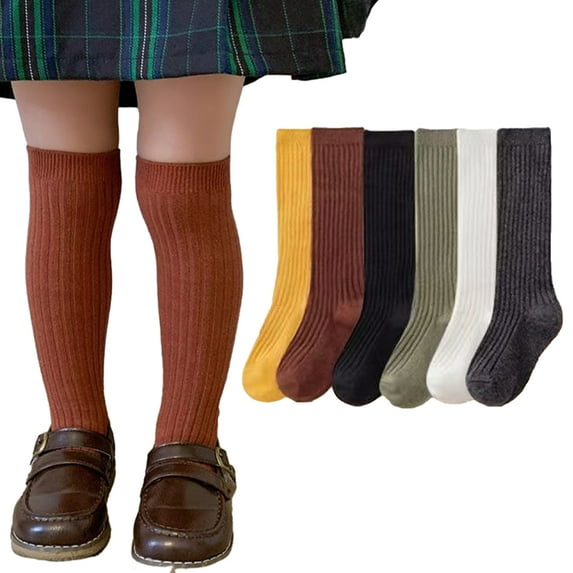 Esaierr Boys Girls High Socks Seamless Cotton Stockings for Kids Baby,Unisex Toddlers Stockings Tube Socks 1-8Y Warm Girls Dress Socks 3 Pairs