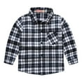thumbnail image 1 of Esaierr Boys Girls Plaid Pattern Shirt Tops for Baby Toddler,Patchwork Striped Long Sleeved Shirt,Spring Fall Button Knit Tops Shirt for 1-12 Years, 1 of 8
