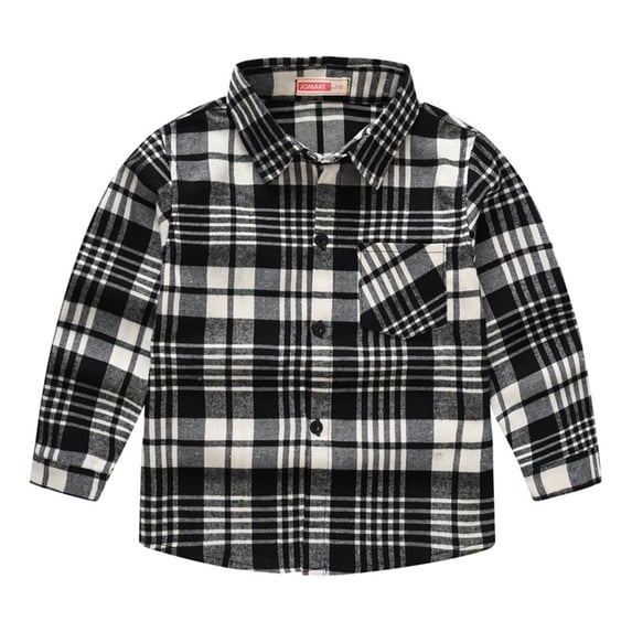 Esaierr Boys Girls Plaid Pattern Shirt Tops for Baby Toddler,Patchwork Striped Long Sleeved Shirt,Spring Fall Button Knit Tops Shirt for 1-12 Years