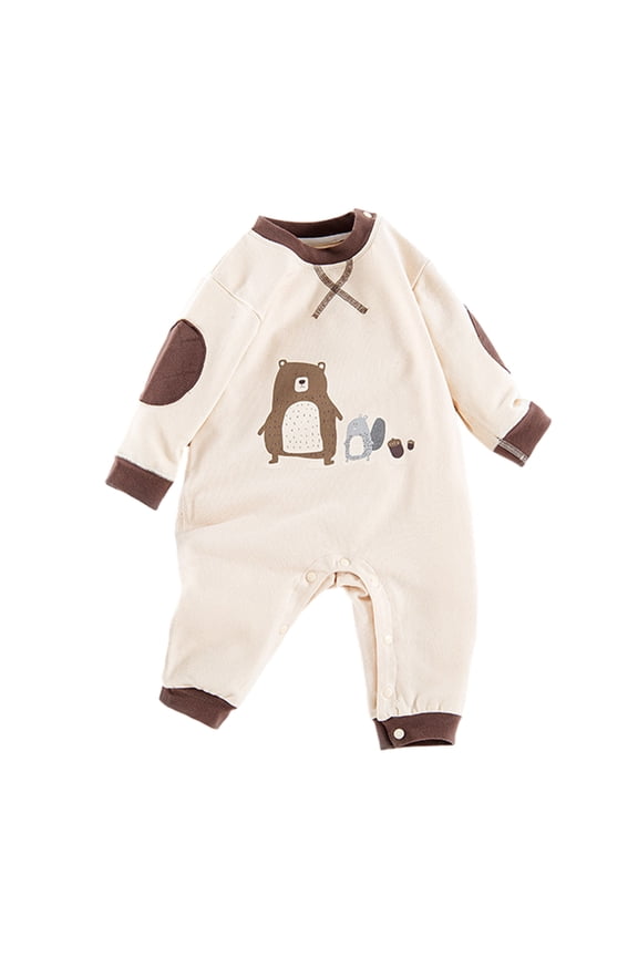 Boys Girls Romper for Newborn Baby Jumpsuit Fashion Cartoon Cotton Wool Blocking Button Jumpsuit 8m-3y Autumn One-Piece Rompers
