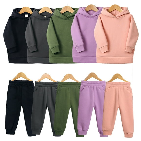 Esaierr Boys Girls Thick Sweatshirt Pants 2Pcs Outfit for Toddler Kids,Kids Fleece Tracksuits Set 1-7T Baby 2 Piece Sweatsuit Fall Clothes