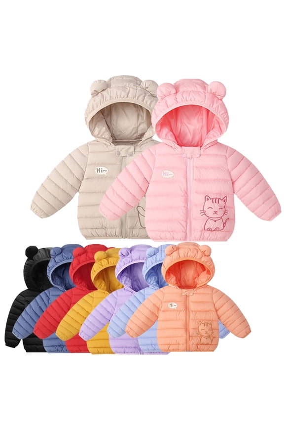 Boys Girls Winter Coats down Outerwear for Kids Toddler 9M-5Y Cute Warm Cotton Coats down Baby Lightweight Winter down Jacket with Hoodie