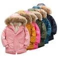 thumbnail image 1 of Esaierr Boys Girls Winter Cotton Jackets Hooded Thicken Fleece Coats for Kids Baby,2-7T Toddler Mid Length Leisure Zipper Warm Cotton Outwear, 1 of 7