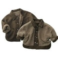 thumbnail image 1 of Esaierr Boys Girls Winter Fleece Shirts Jacket for Kids Toddle Warm Retro Coats Two-Sided Wear Padded Shirts 1-8 Years Children Lapel Tops Short Outerwear, 1 of 9