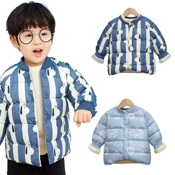 Esaierr Boys Girls Winter Puffer Coats for Kids Baby,Toddler Warm Winter down Jackets Coat Button Cartoon Printing Lightweight Warm Newborn Hooded Outerwear for 9M-6Years