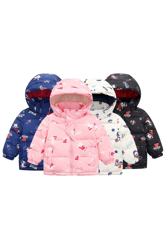 Boys Girls Winter down Puffer Jacket Outwear for Kids Baby,Toddler Hooded down Puffer Coat Warm Winter Coat Cartoon Cute Lightweight Kid Outdoor down Outerwear for 1-8years
