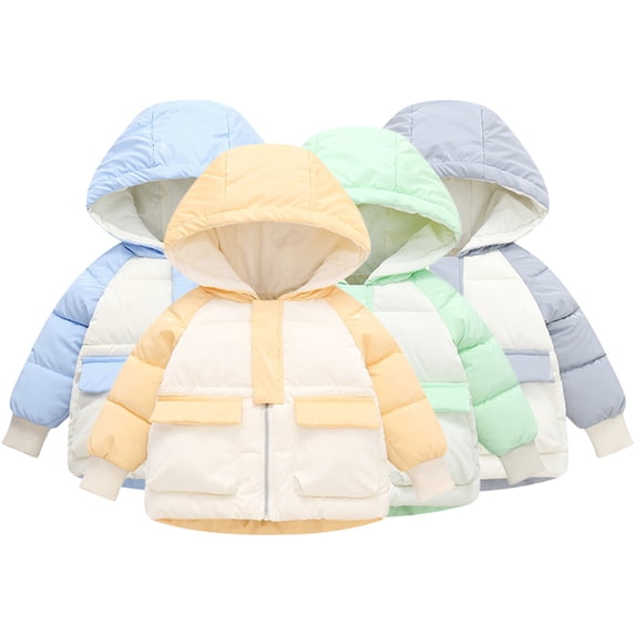 Esaierr Boys Girls Winter down Puffer Outerwear Jacket for Kids Toddler,Baby Autumn Winte Warm Hooded Jacket Zipper Up Cute Thermal Little Big Girls Snow Coat,Size 1-9T