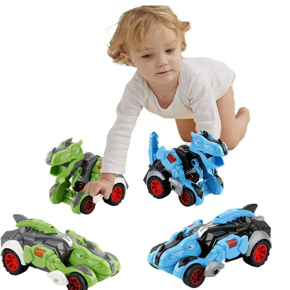 Esaierr Boys Inertia Dinosaur Deformation Car Toys,Toddler Crash Deformation Car Toys,Kids Hand-Push Forward Function Deformation Racing Toys Boys Gifts for 3+ Years Old