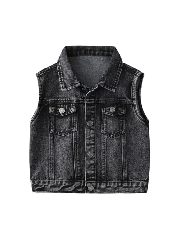 Boys Sleeveless Jacket for Kids Toddler Baby, Lapel Button Vest with Pocket Waistcoat Spring Fall for 4-8Y Jacket Casual Top