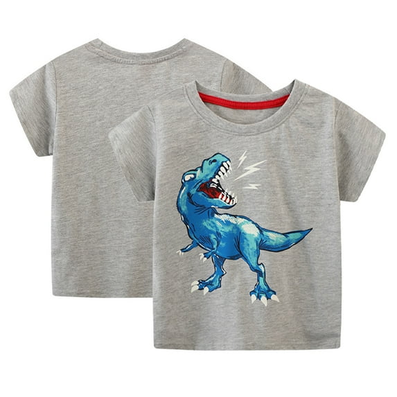 Esaierr Boys Summer T-Shirt Tees for Kids Toddler,Baby Short Sleeve Shirt Dinosaur Print Cotton Little Boys Summer Tops for 2-8Years