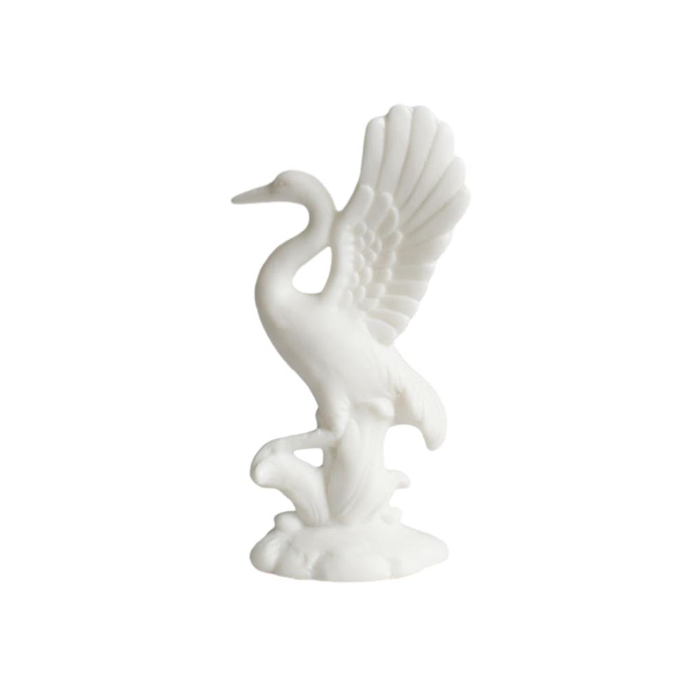 Esaierr Ceramic Crane Figurine Chinese Animal Statue Lucky Bird Figurine Home Decor Jade White Crafts Crane Ceramics Home Decoration