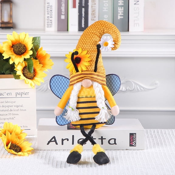 Esaierr Cute Bumblebee Gnome Doll Ornament, Summer Bee Gnome Decorations, Plush Bee Decorations for House Tabletop Decoration